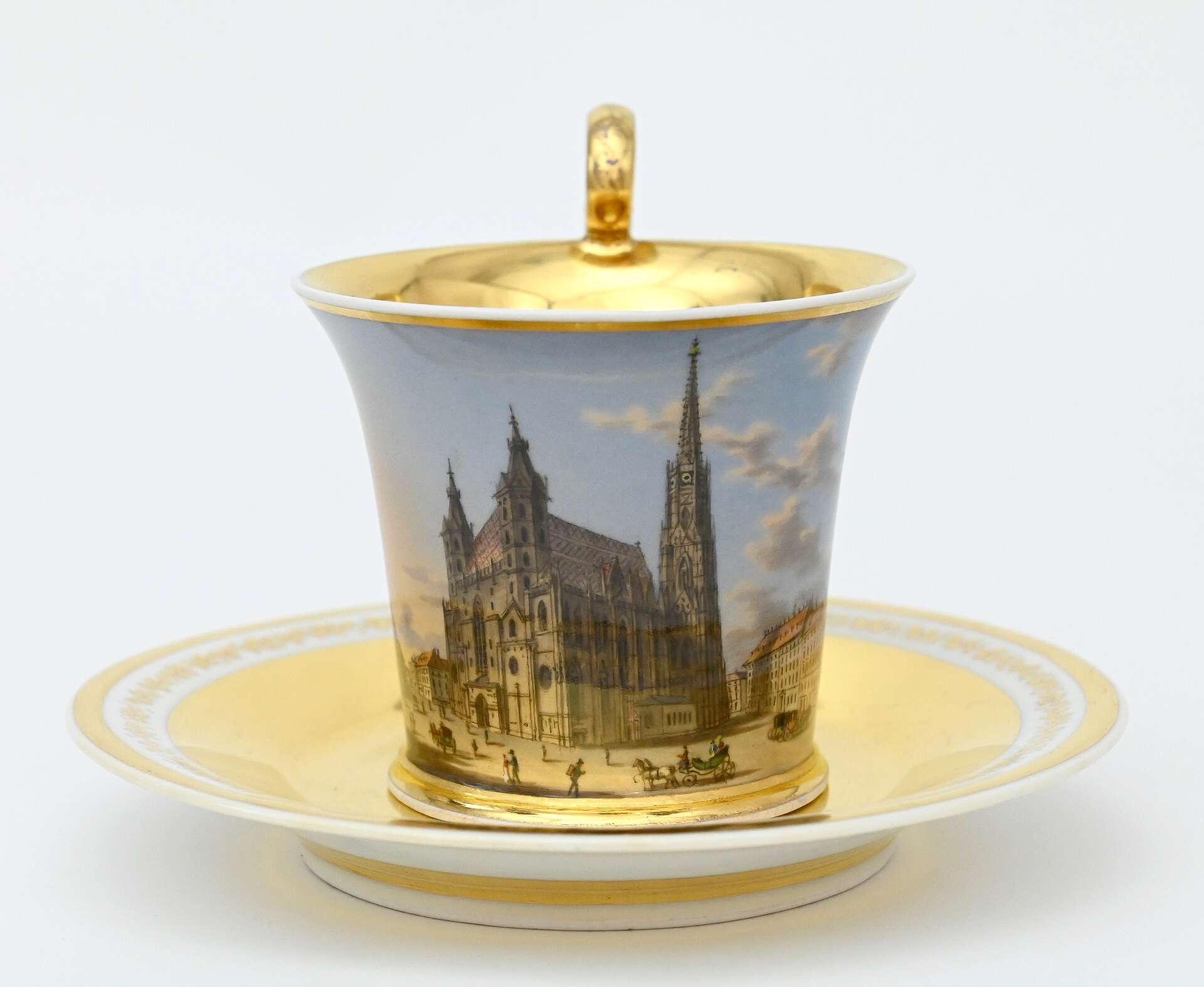 Tasse représentant la cathédrale Saint-Étienne de Vienne, 1826, manufacture de porcelaine de Vienne